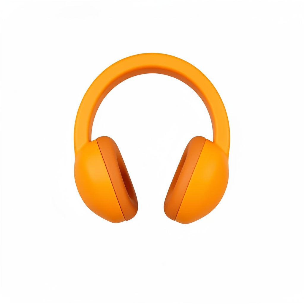 Ícono de auriculares en color naranja cálido sobre fondo blanco, representando la habilidad de escucha