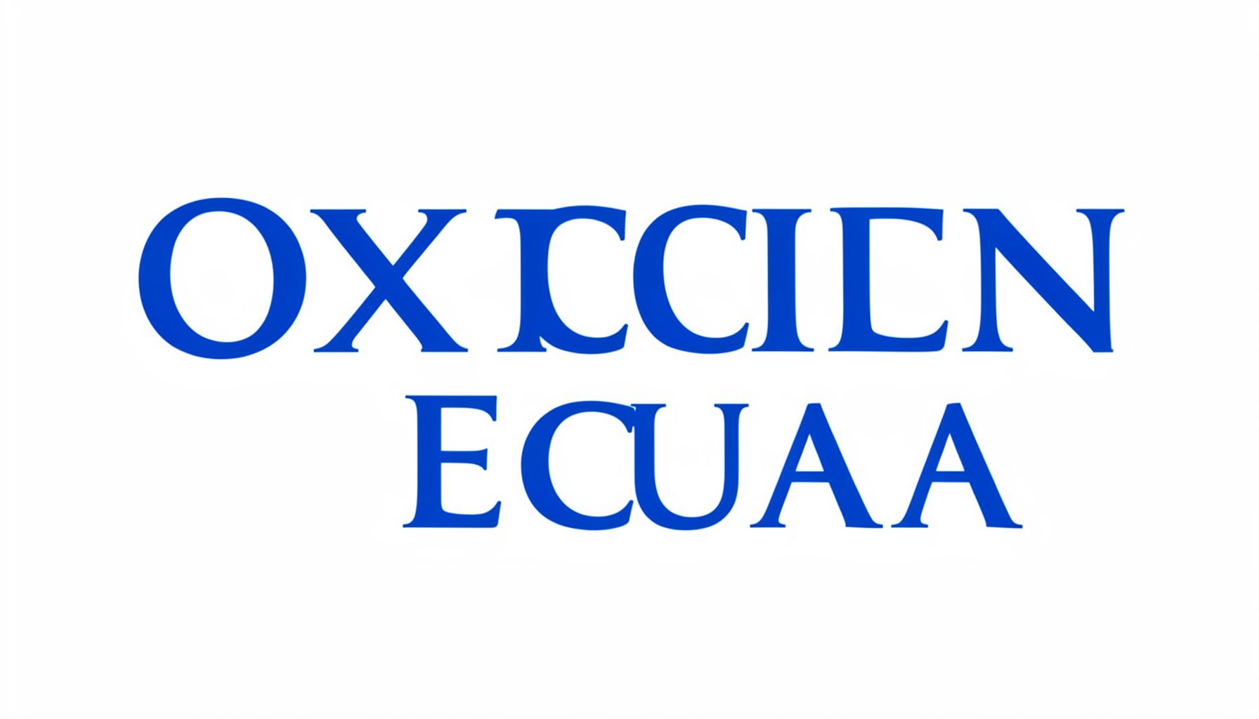 Logotipo de Oxford Ecuador, letras azules sobre fondo blanco con estilo académico